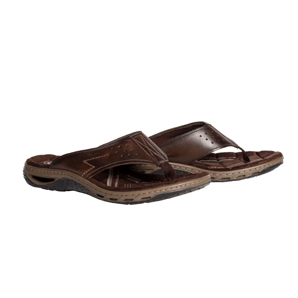 Chinelo Pegada Masculino em Couro Marrom Escuro Marrom 3