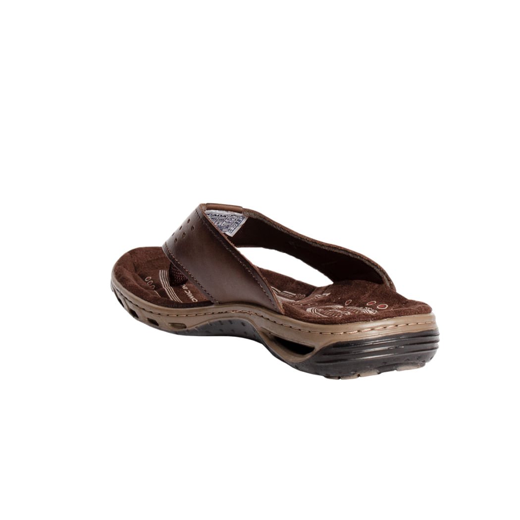 Chinelo Pegada Masculino em Couro Marrom Escuro Marrom 4
