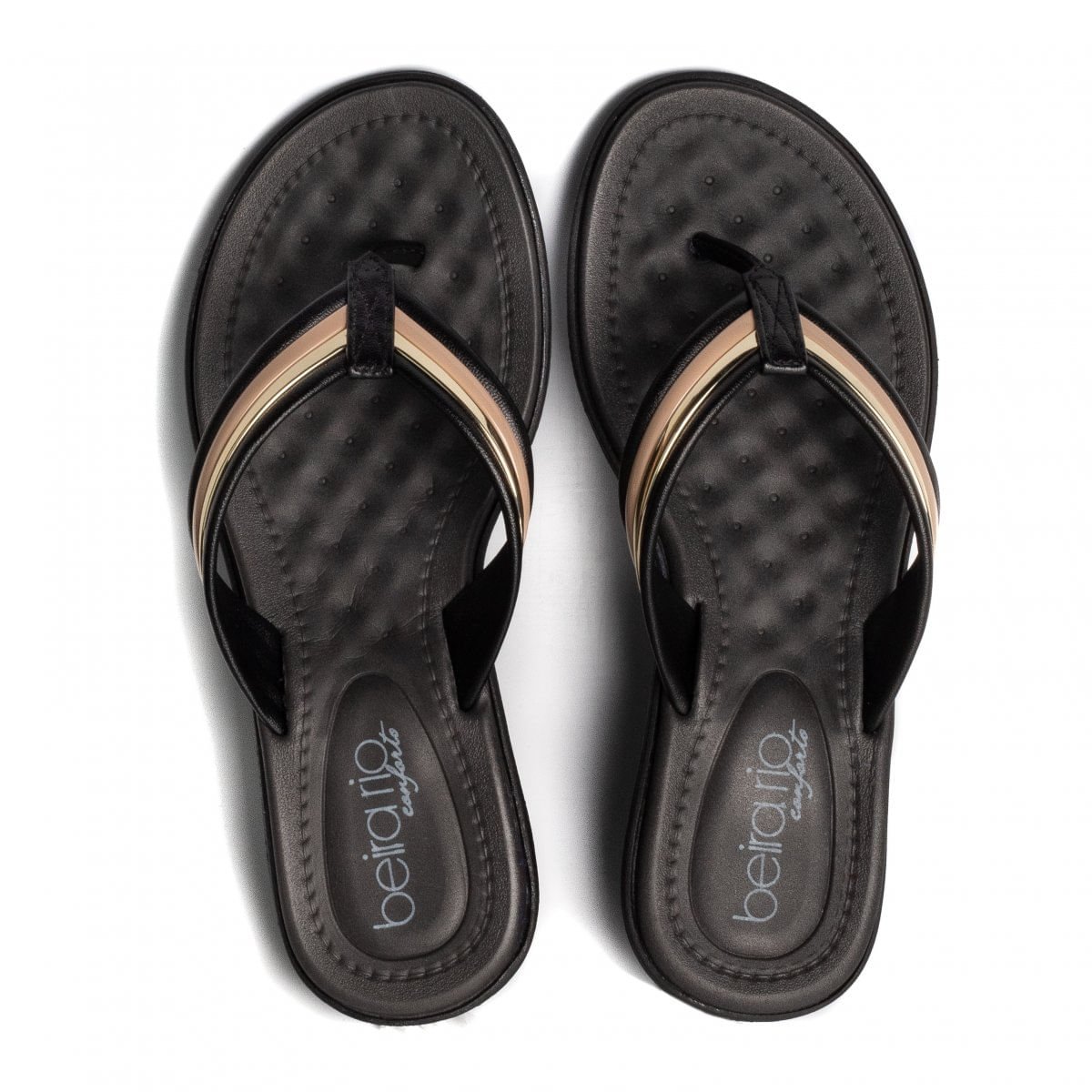 Chinelo Feminino Beira Rio Rasteira Preto Preto 4