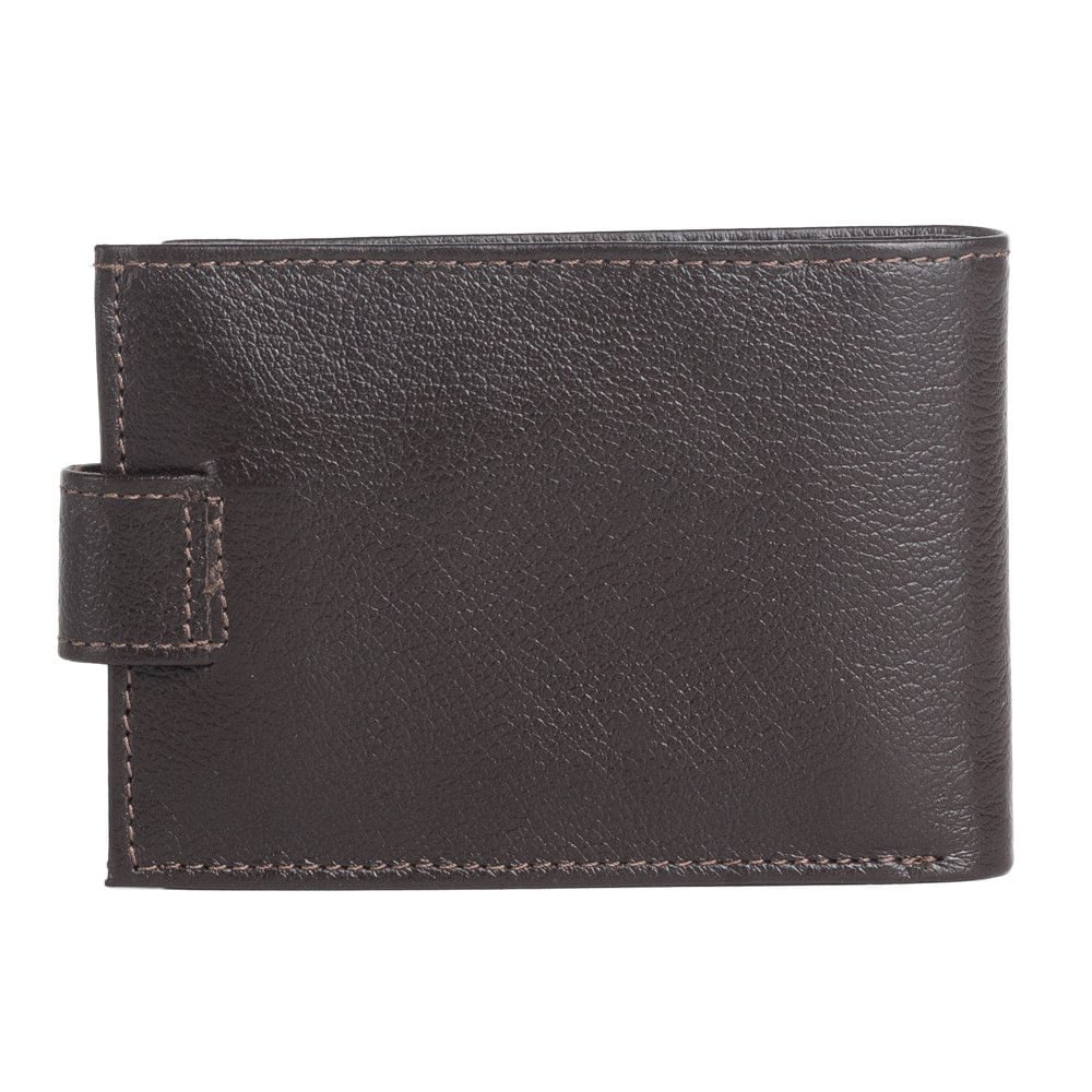Carteira Masculina de Couro Fasolo com Botão H016143 Café Marrom 2