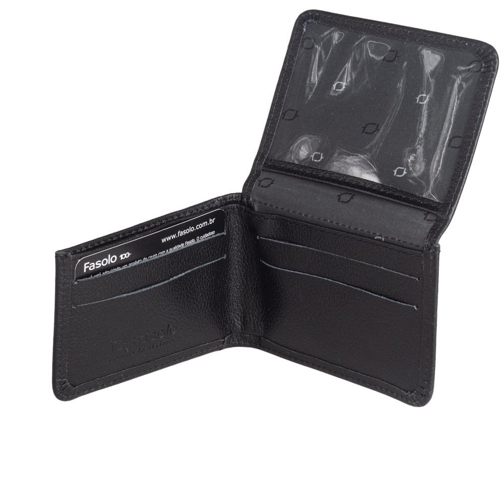 Carteira Masculina Fasolo Couro Skin H060143 Preto Preto 3