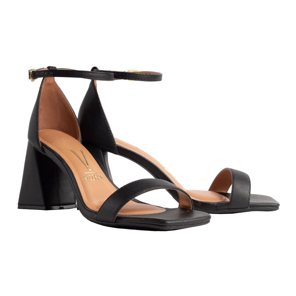 Sandália Feminina Vizzano Salto Geométrico Preto Preto 1