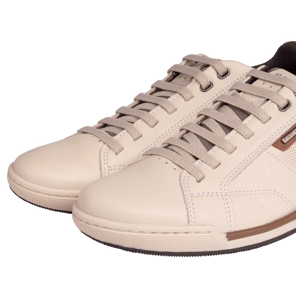 Sapatênis Masculino Pegada Couro Daily Off White Bege 4