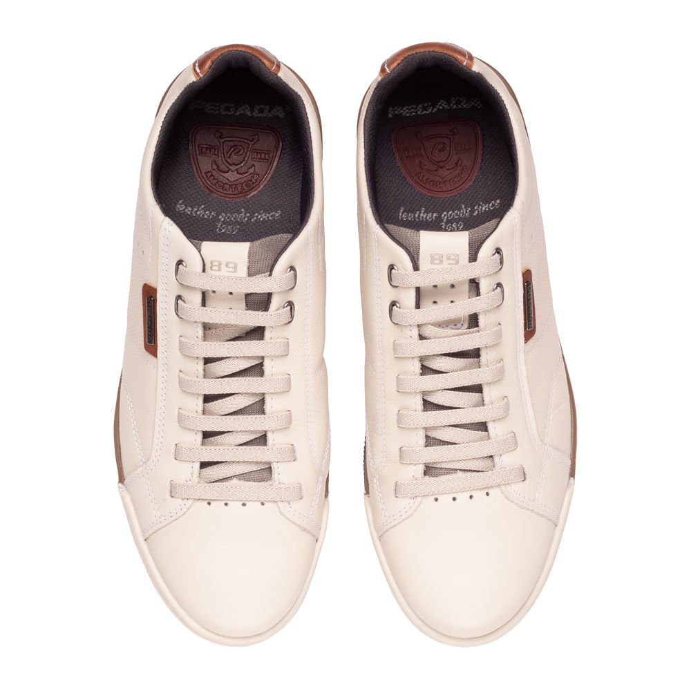 Sapatênis Masculino Pegada Couro Daily Off White Bege 3