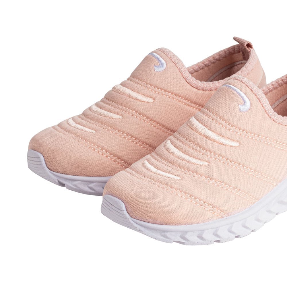 Tênis Infantil Club Happy Calce Fácil Menina Nude Rosa 4