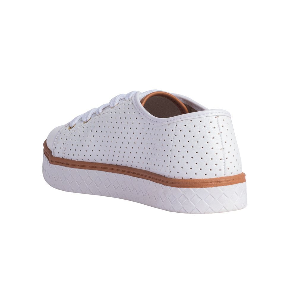 Tênis Feminino Moleca com Microperfuros Branco Branco 2