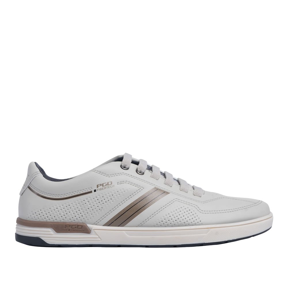 Sapatênis Masculino Pegada Apollo em Microfibra Fibertech Branco Cinza 5