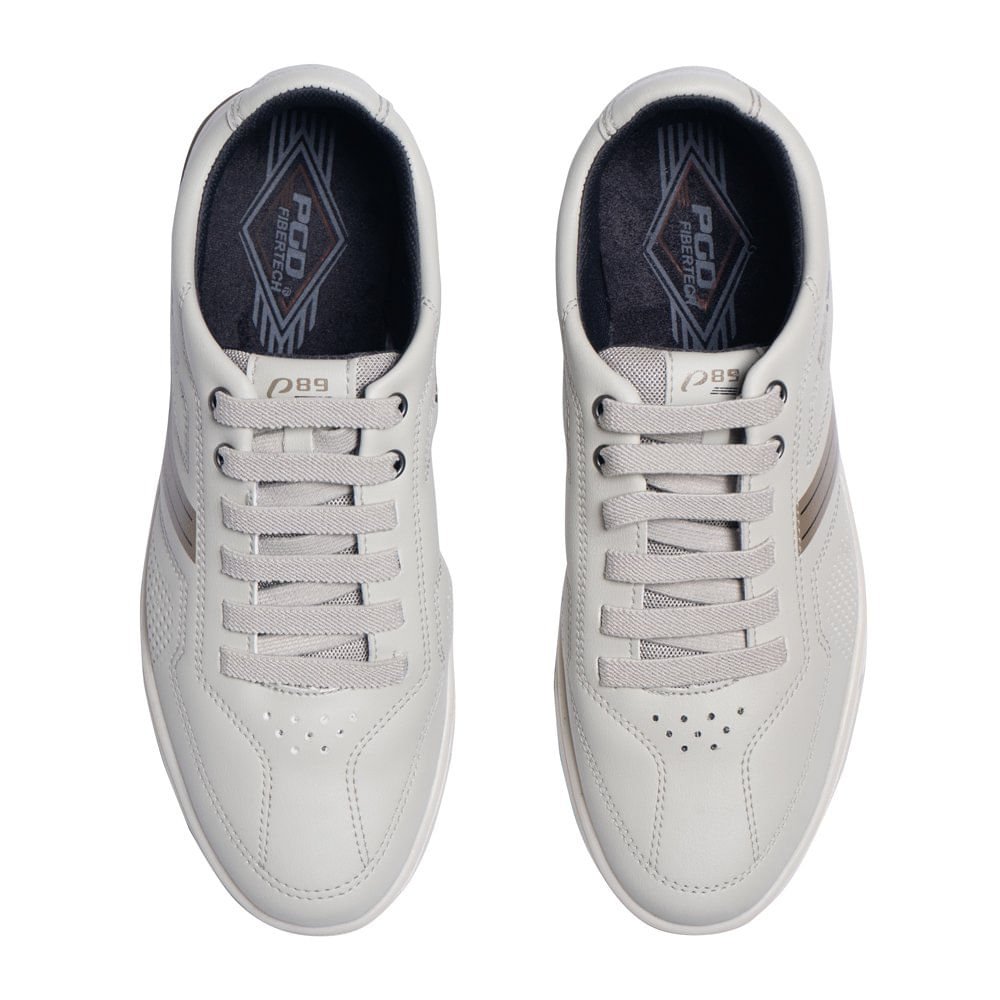 Sapatênis Masculino Pegada Apollo em Microfibra Fibertech Branco Cinza 3