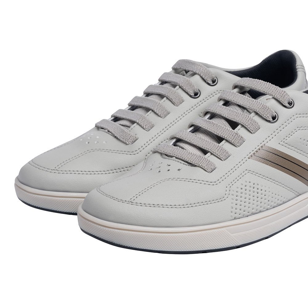 Sapatênis Masculino Pegada Apollo em Microfibra Fibertech Branco Cinza 4