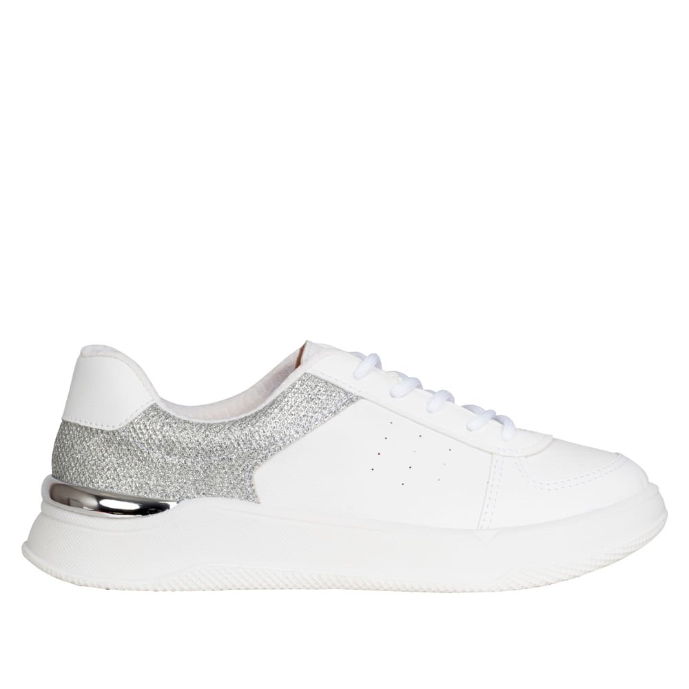 Tênis Feminino Beira Rio Glam Branco/prata Branco 5