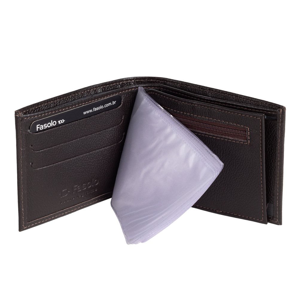 Carteira Masculina Fasolo em Couro Café Marrom 3