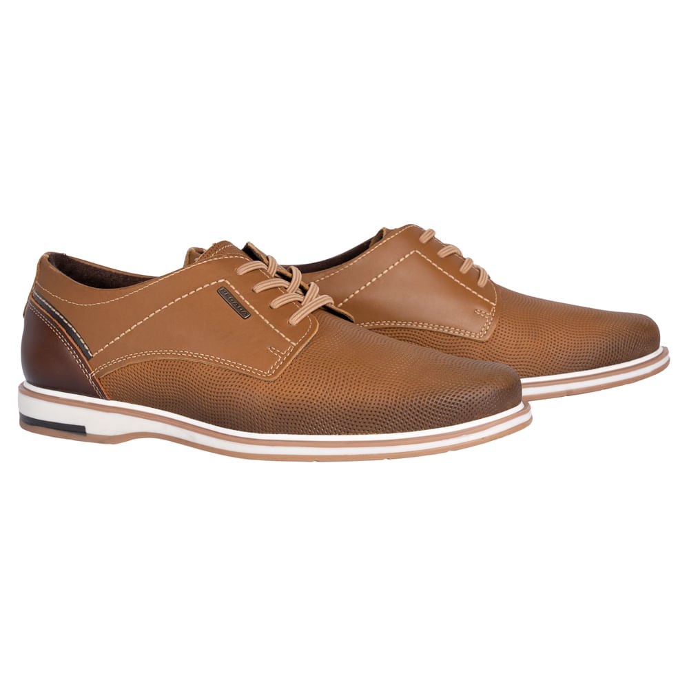 Sapato Social Masculino Pegada Buck em Couro Caramelo