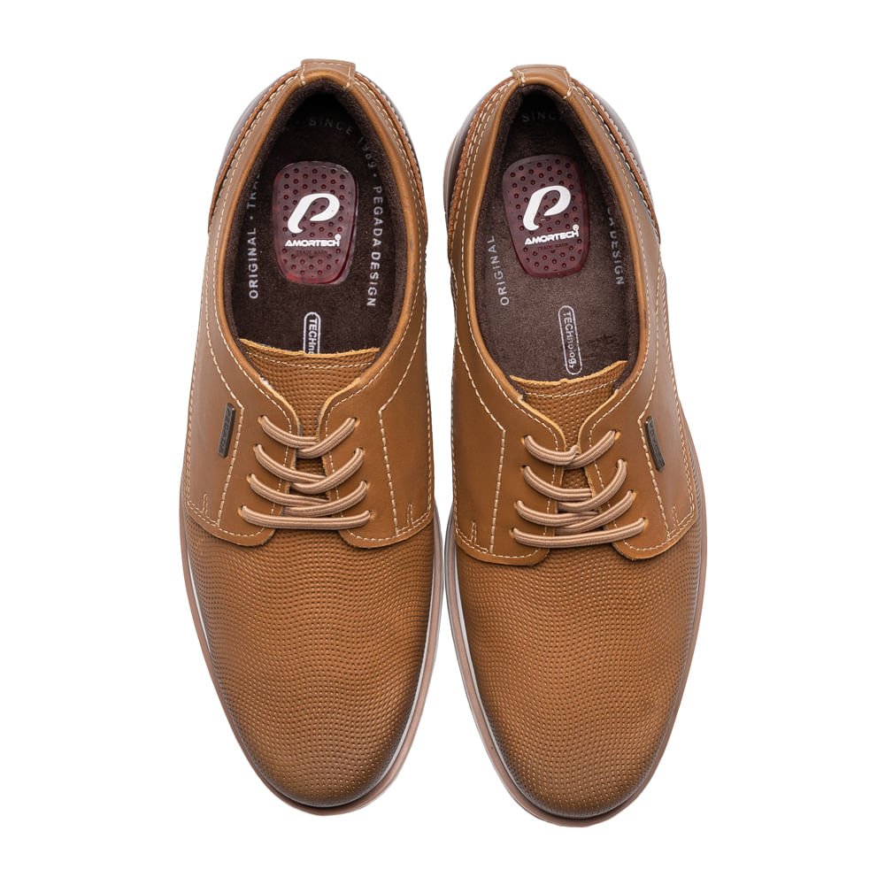Sapato Social Masculino Pegada Buck em Couro Caramelo Marrom 3