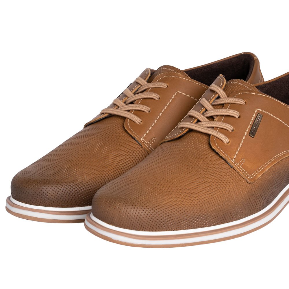 Sapato Social Masculino Pegada Buck em Couro Caramelo Marrom 4