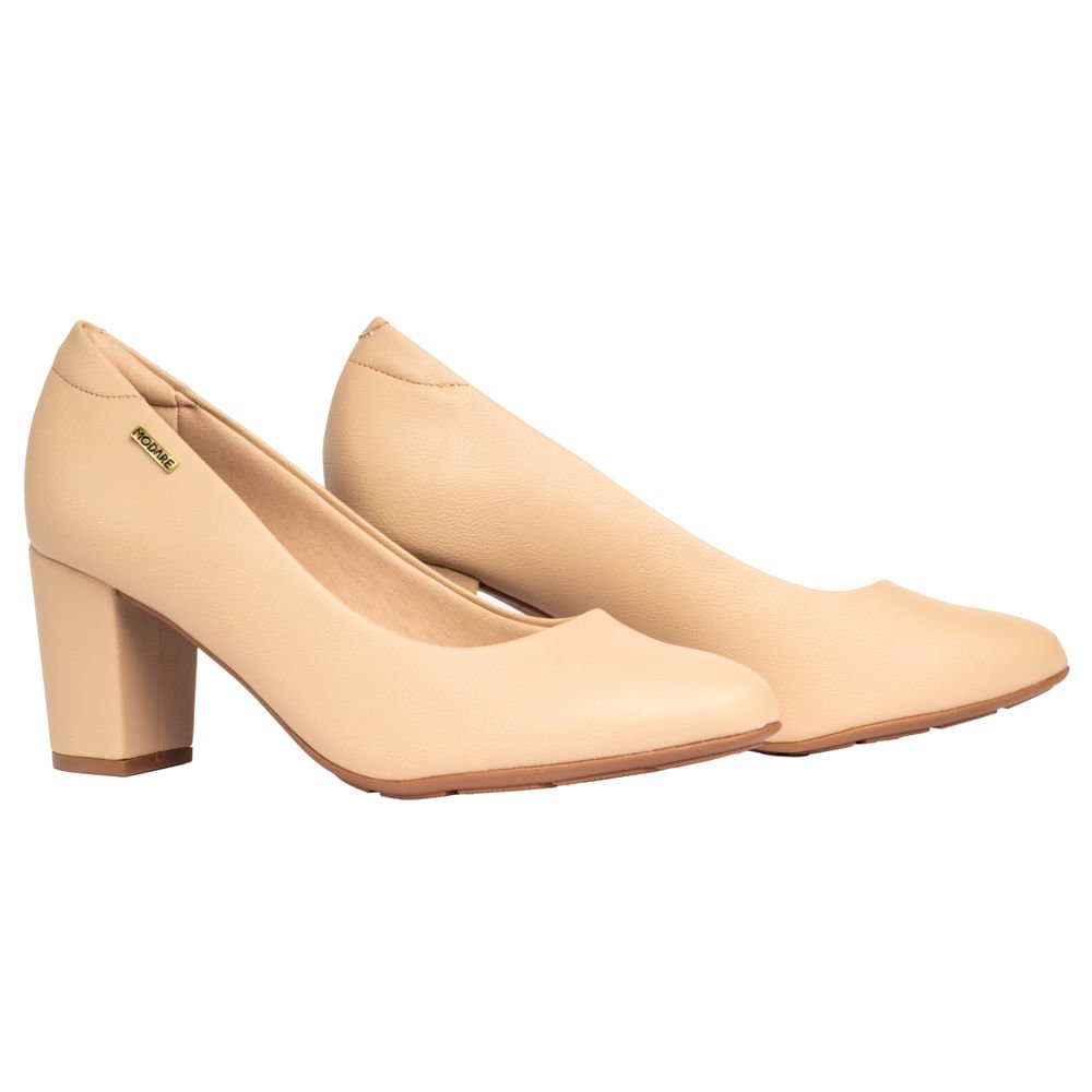 Sapato Feminino Modare com Salto Bloco Bege