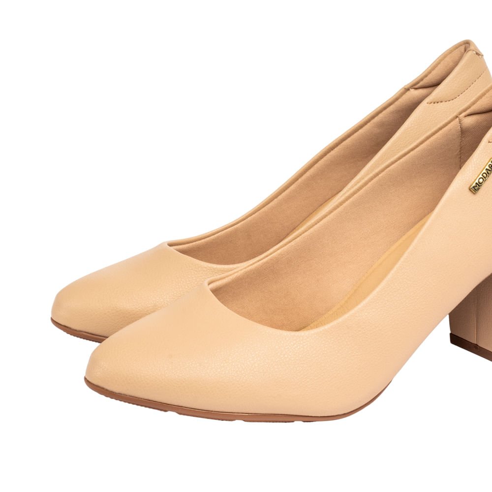 Sapato Feminino Modare com Salto Bloco Bege Bege 4