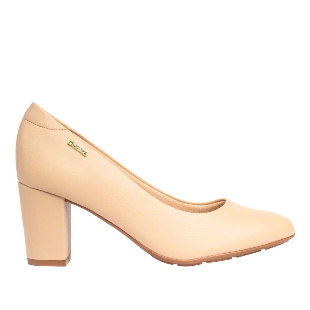 Sapato Feminino Modare com Salto Bloco Bege Bege 5