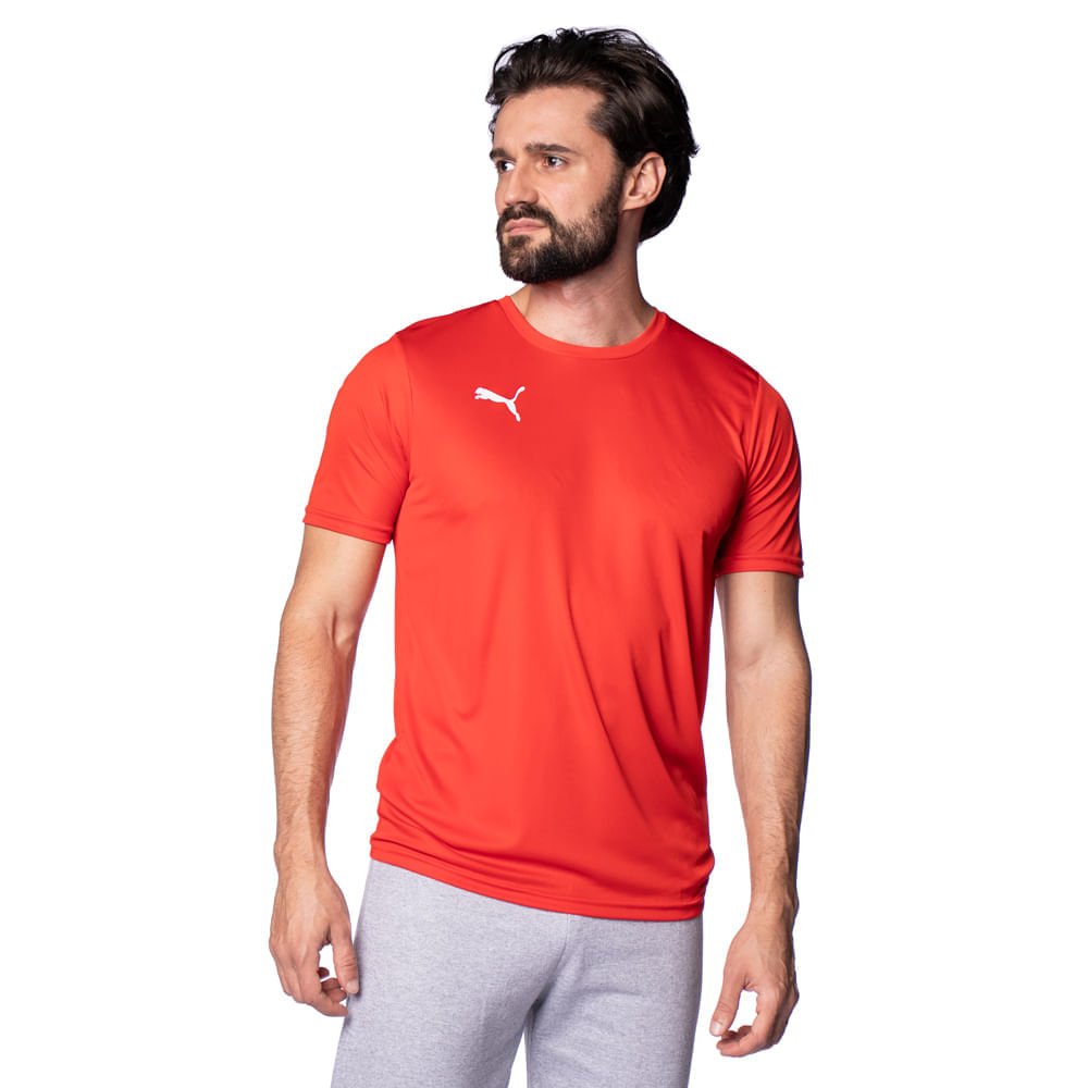 Camiseta Masculina Puma Jersey Active Vermelho/branco