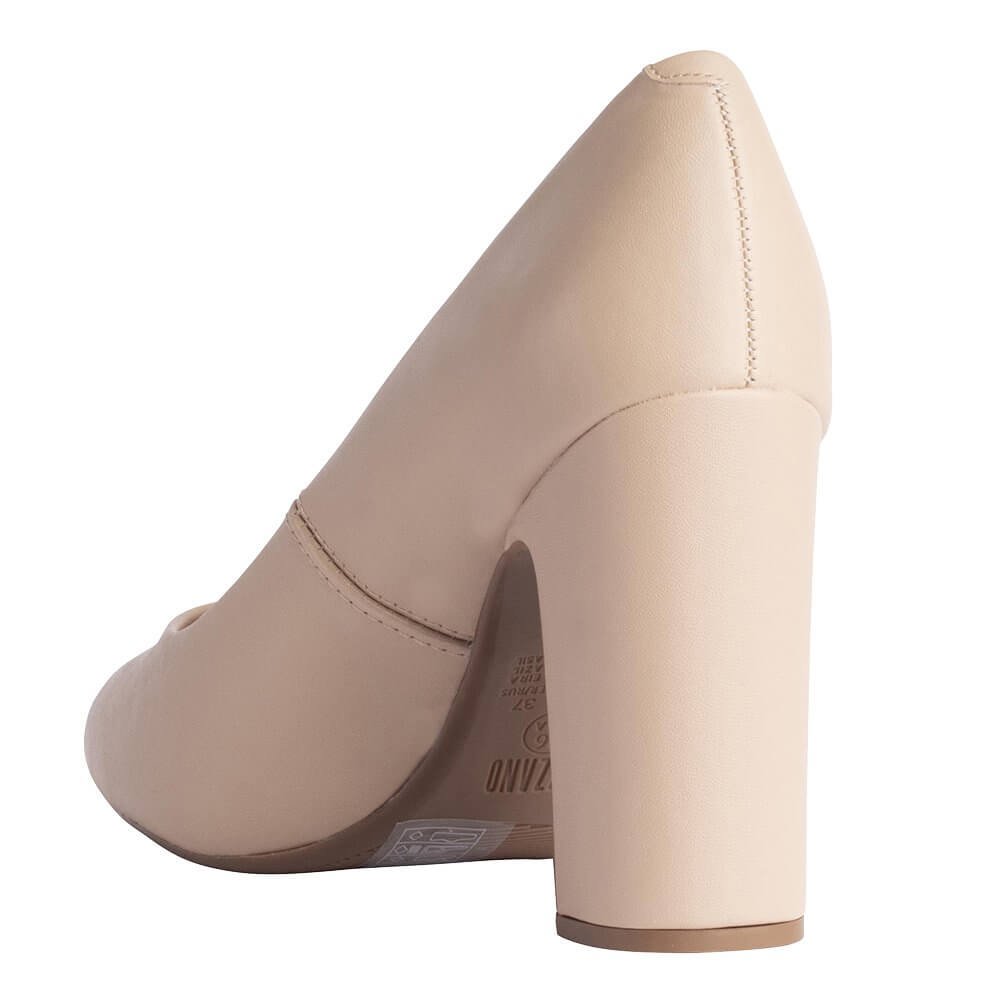 Sapato Feminino Vizzano Salto Bloco Alto Bege Bege 2
