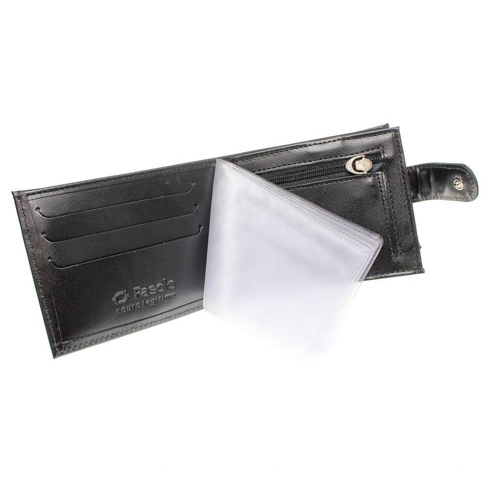 Carteira Masculina em Couro Fasolo H011143 Preto Preto 2