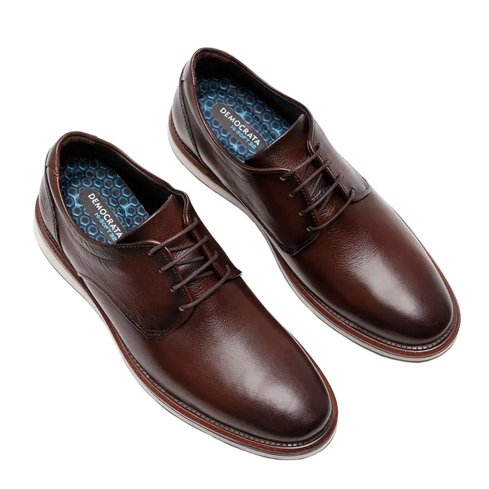 Sapato Masculino Democrata de Couro Metropolitan James Marrom Escuro