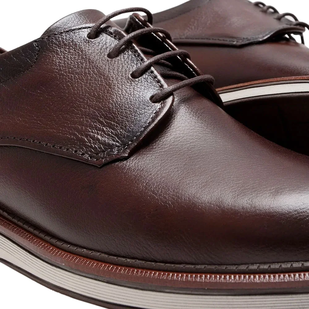 Sapato Masculino Democrata de Couro Metropolitan James Marrom Escuro Marrom Escuro 2