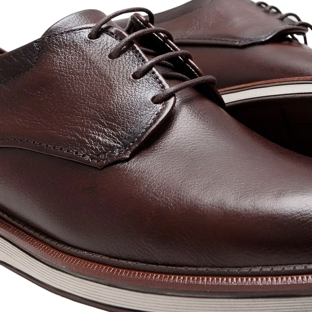 Sapato Masculino Democrata de Couro Metropolitan James Marrom Escuro Marrom Escuro 2