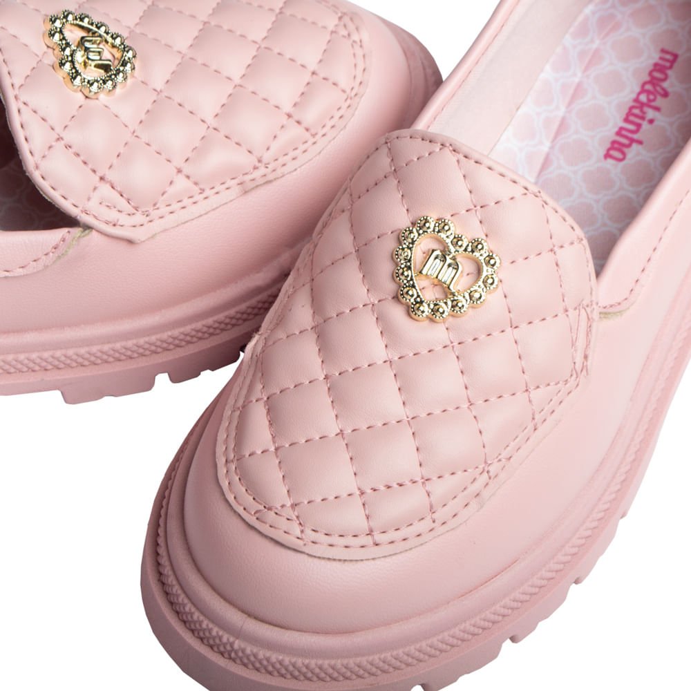 Mocassim Infantil Molekinha Matelassê Rosa Rosa 5