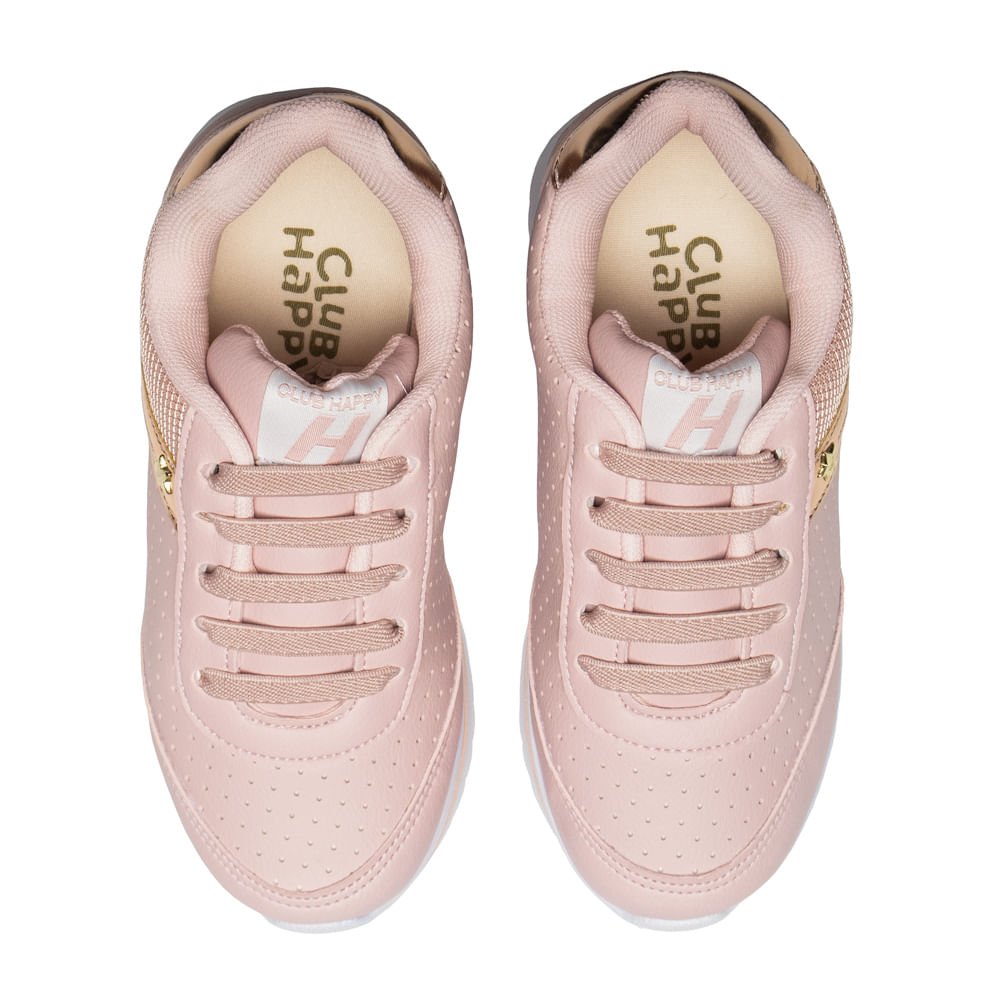 Tênis Infantil Club Happy com Detalhe Metalizado Rosa Rosa 4