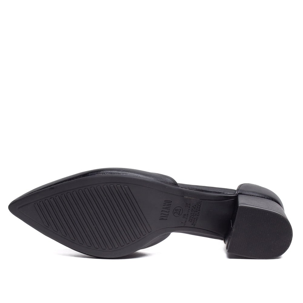 Sapato Scarpin Feminino Vizzano Bico Fino Salto Baixo Preto Preto 2