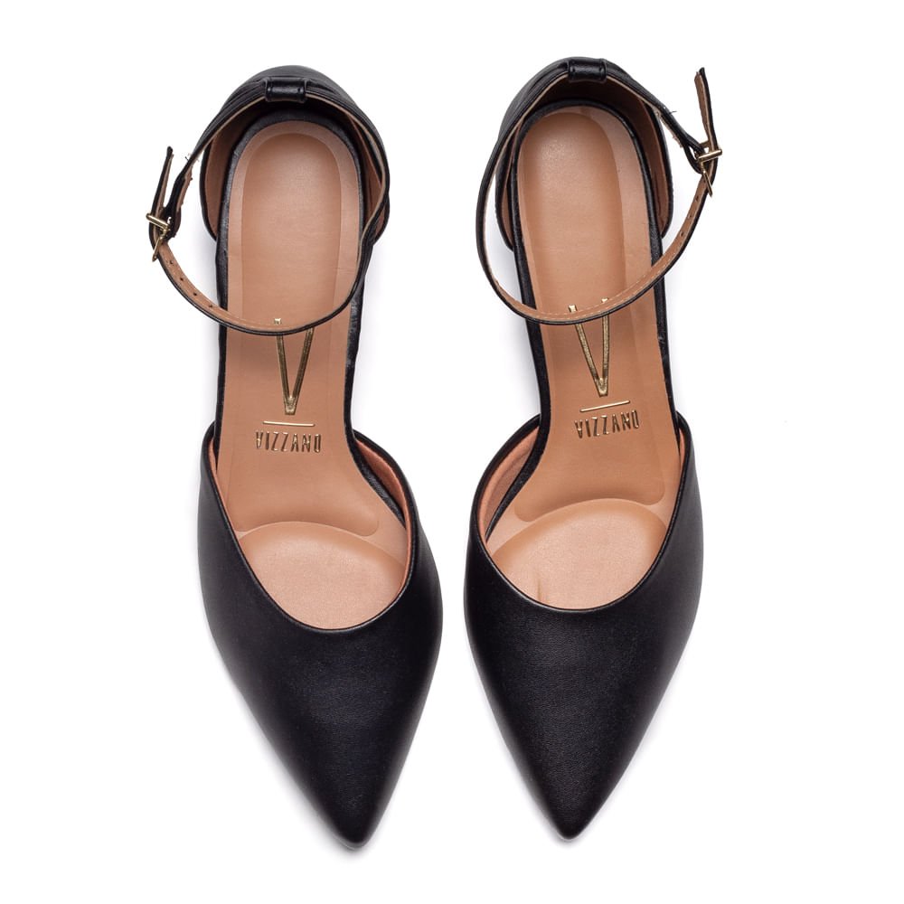 Sapato Scarpin Feminino Vizzano Bico Fino Salto Baixo Preto Preto 4