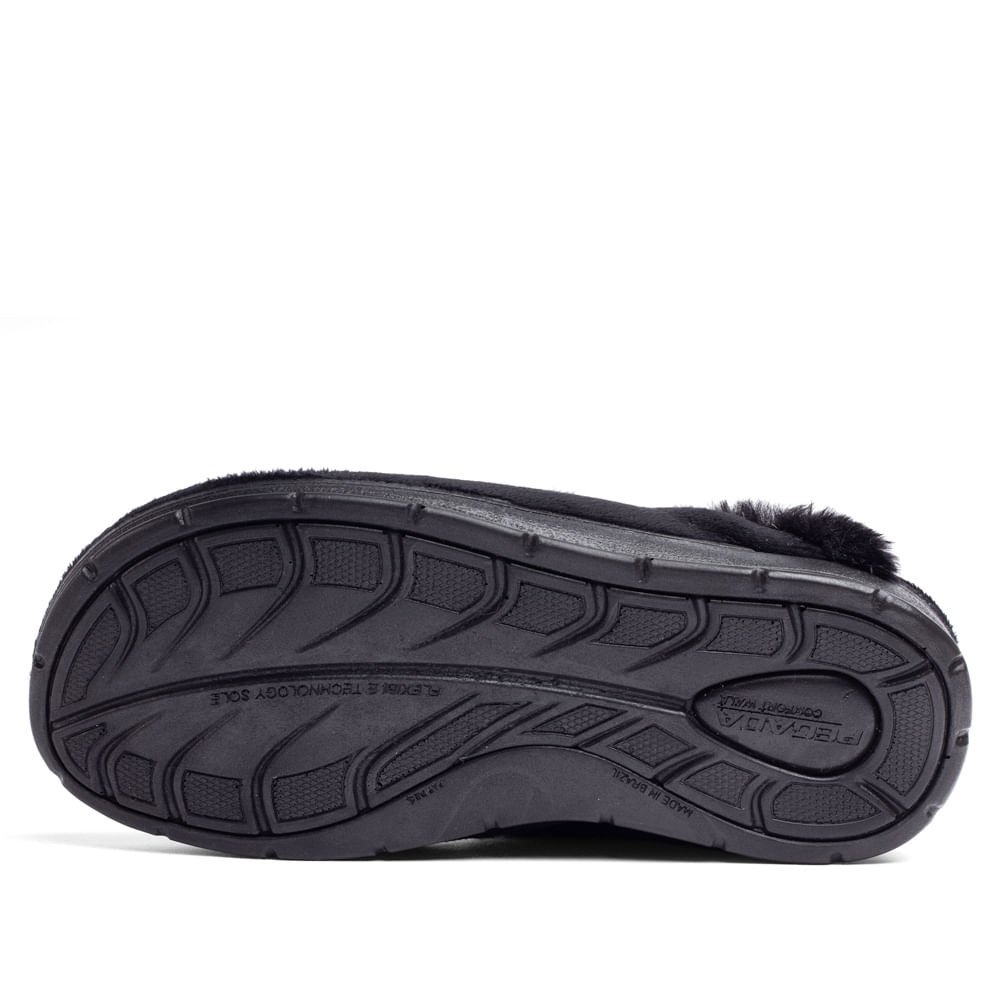Pantufa Feminina Pegada Com Forro de Pelinho Preto Preto 3