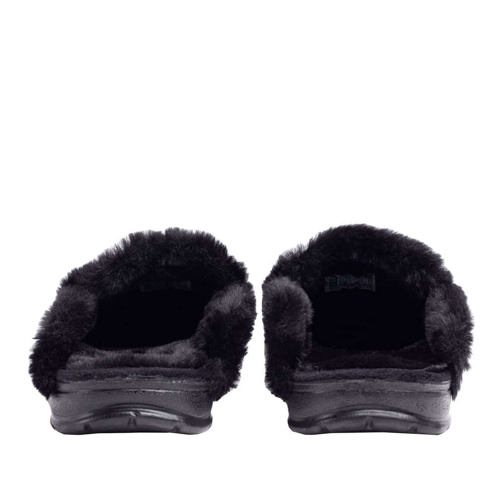 Pantufa Feminina Pegada Com Forro de Pelinho Preto Preto 4