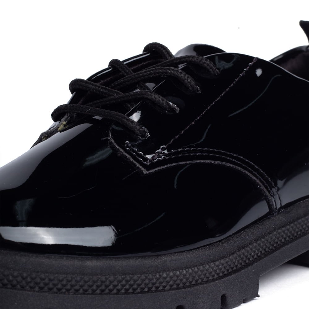 Sapato Oxford Infantil Molekinha Tratorado Verniz Preto Preto 5