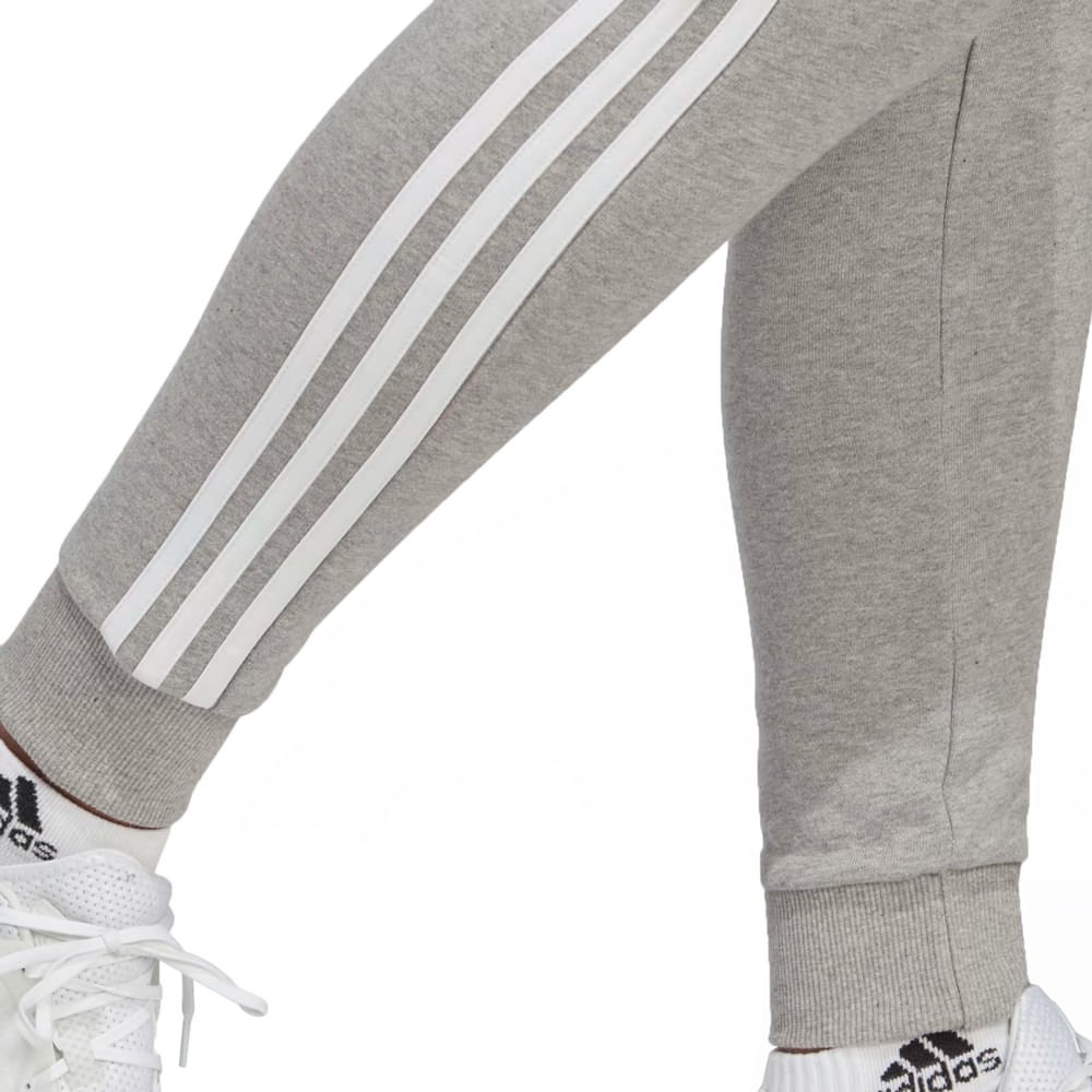 Calça Adidas 3 Listras Feminina - Cinza+Branco