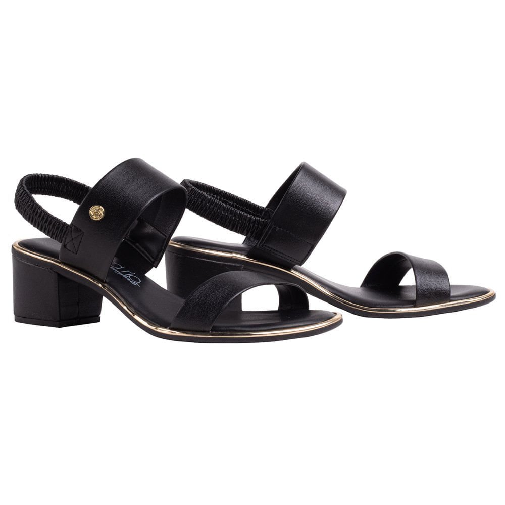 Sandália Feminina Beira Rio Elástico Preto Preto 2