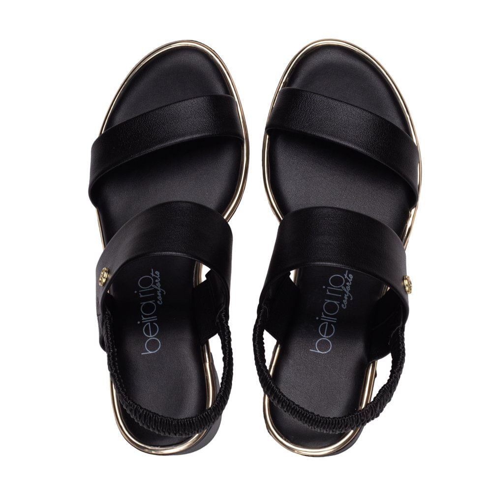 Sandália Feminina Beira Rio Elástico Preto Preto 4
