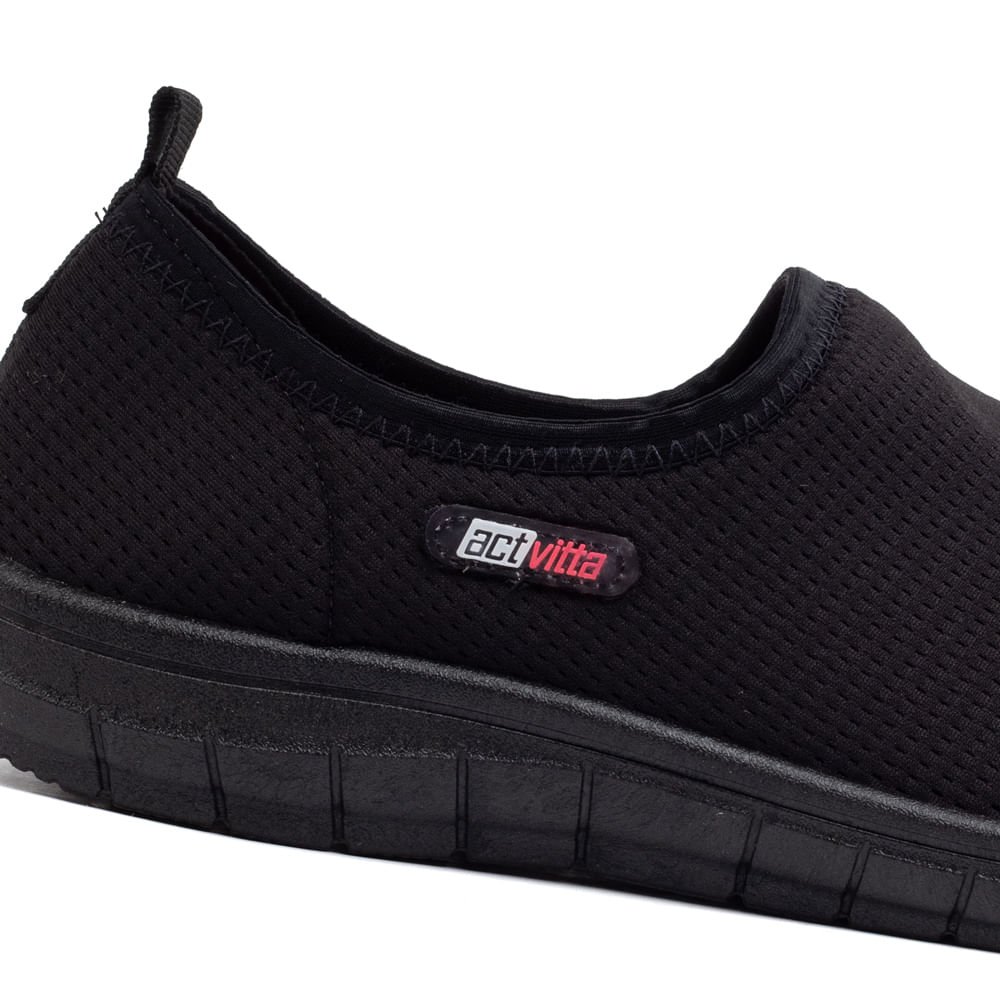 Tênis Feminino Actvitta Calce Fácil Tecido Preto Preto 5