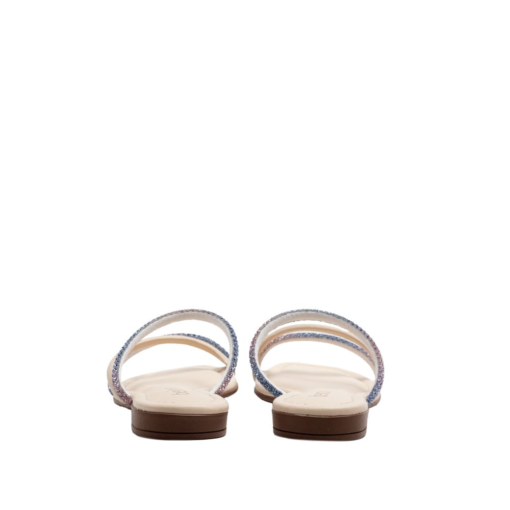 Rasteira Feminina Beira Rio Tiras com Strass Creme Creme 4