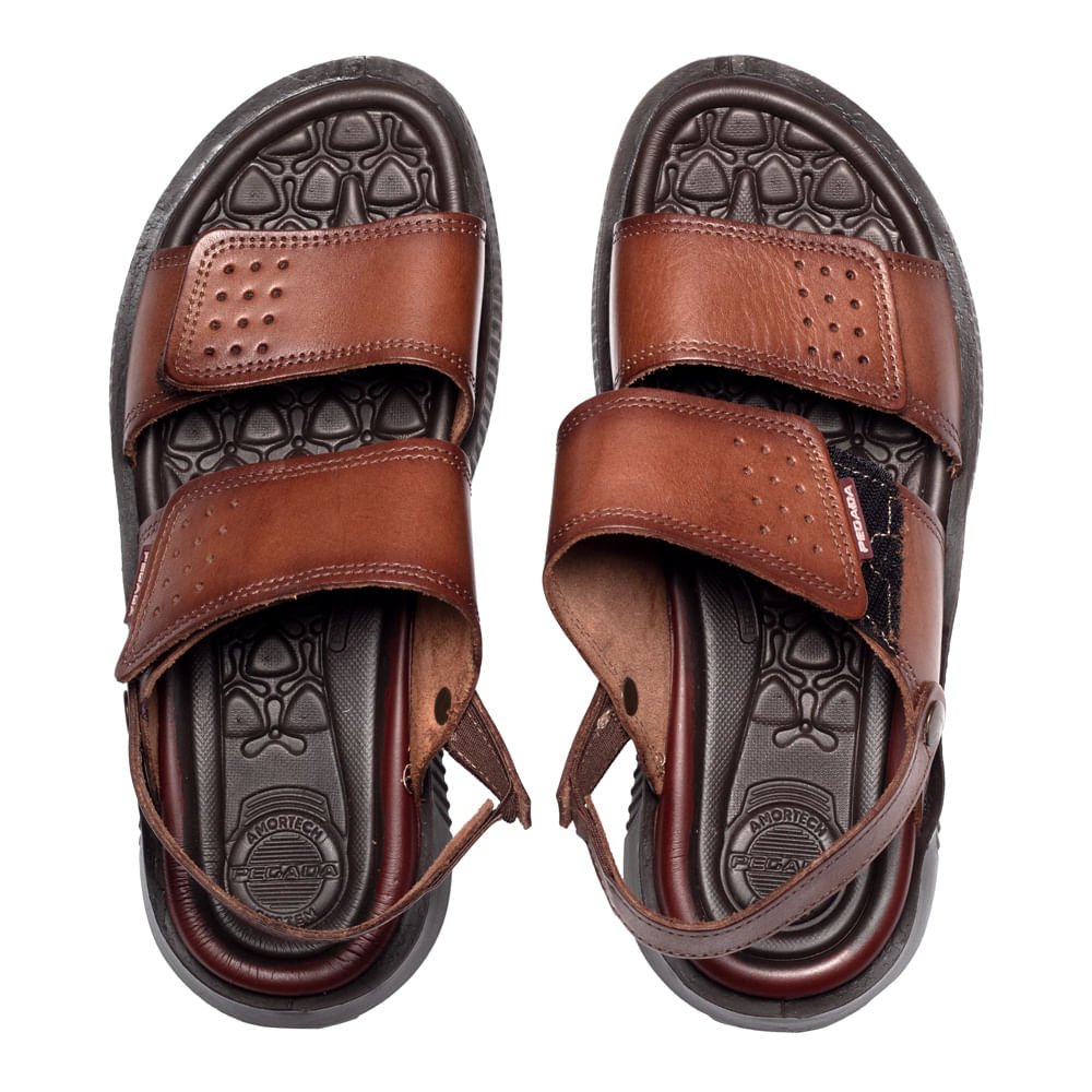 Sandália Masculina Pegada em Couro Marrom Marrom 4