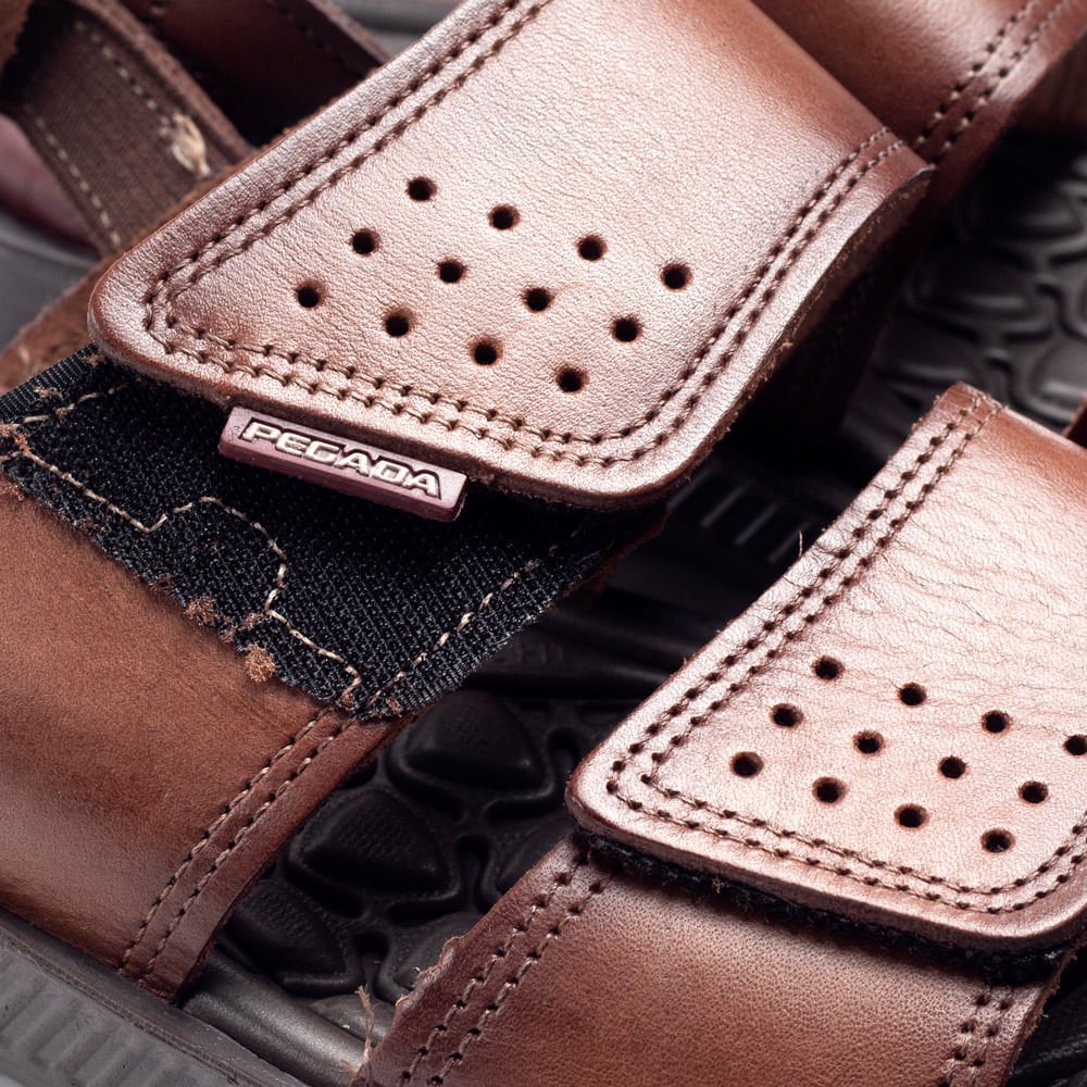 Sandália Masculina Pegada em Couro Marrom Marrom 5