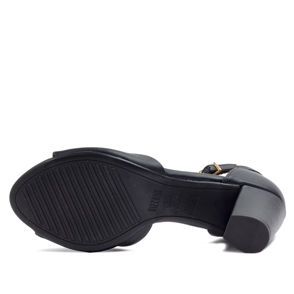 Sandália Feminina Vizzano de Salto Bloco Médio Preto Preto 2