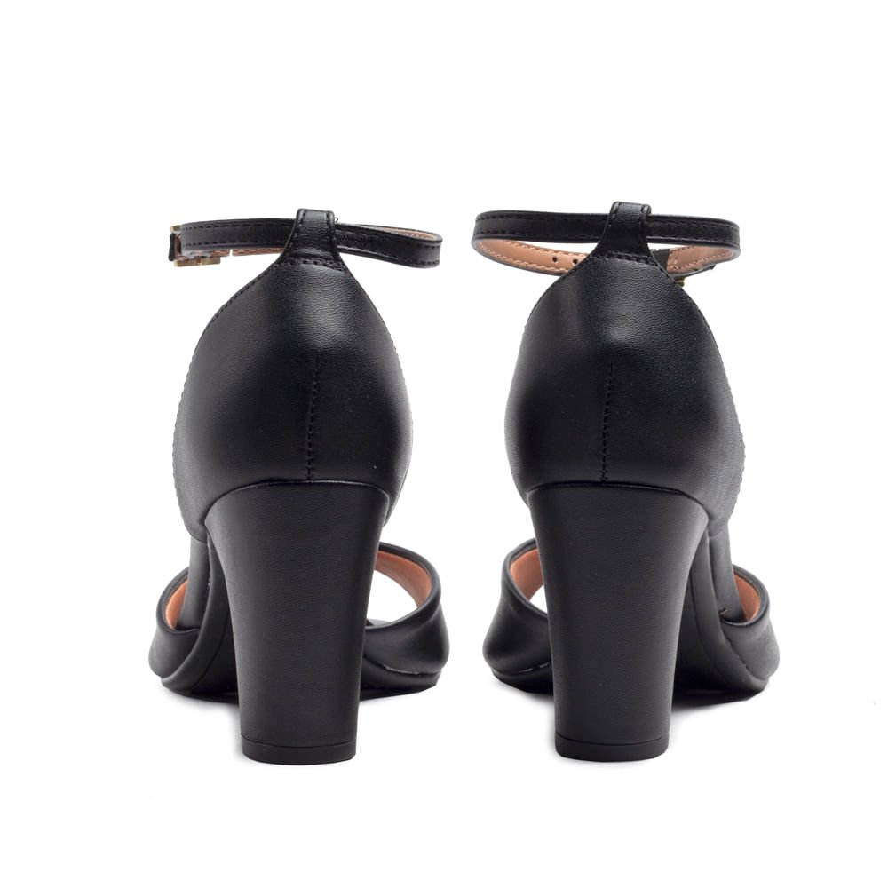 Sandália Feminina Vizzano de Salto Bloco Médio Preto Preto 3