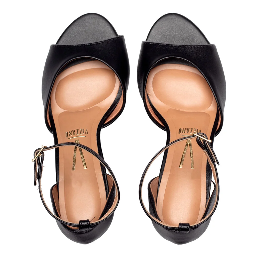 Sandália Feminina Vizzano de Salto Bloco Médio Preto Preto 4