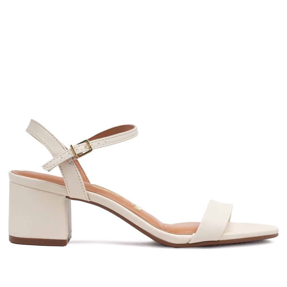 Sandália Feminina Vizzano Salto Bloco Off White