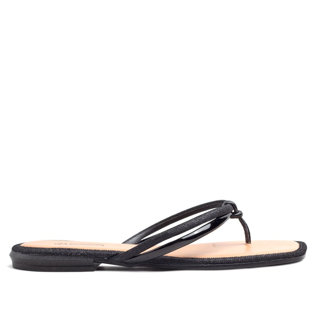 Chinelo Feminino Mississipi Tiras com Glitter Preto Preto 2