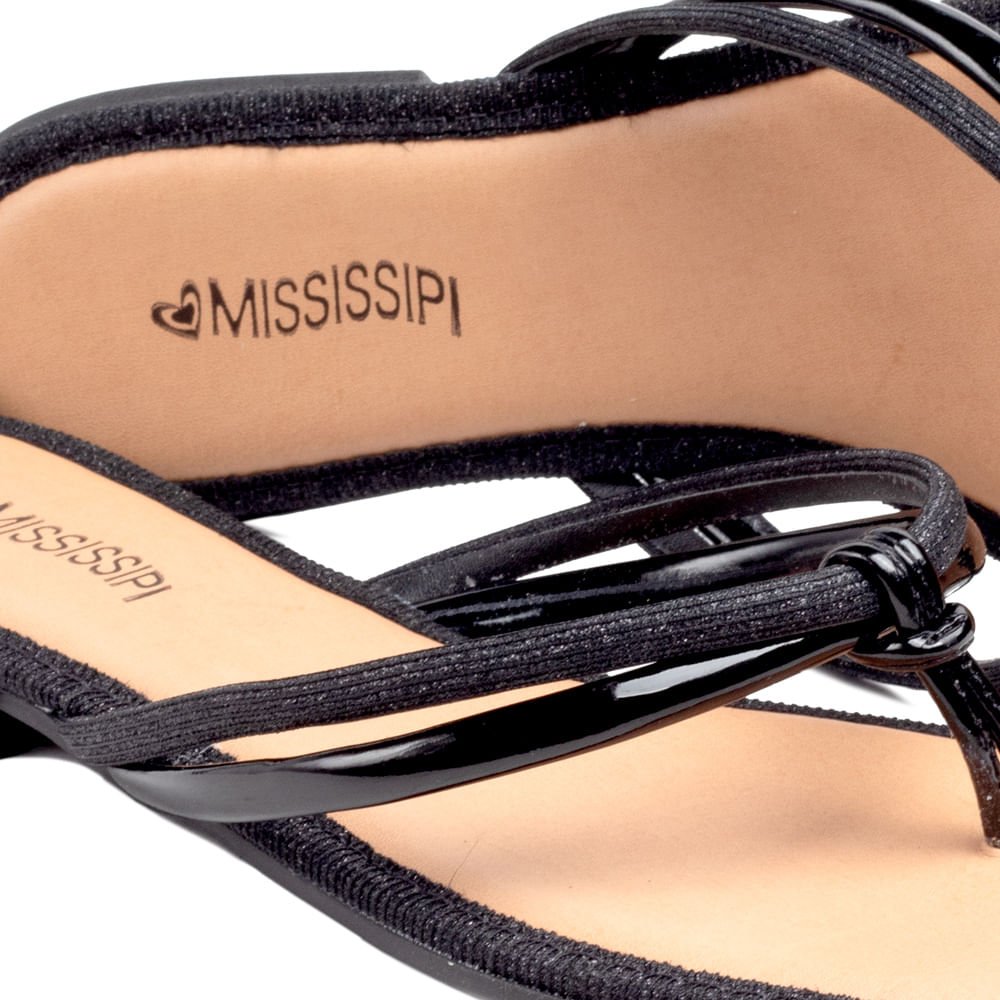 Chinelo Feminino Mississipi Tiras com Glitter Preto Preto 4
