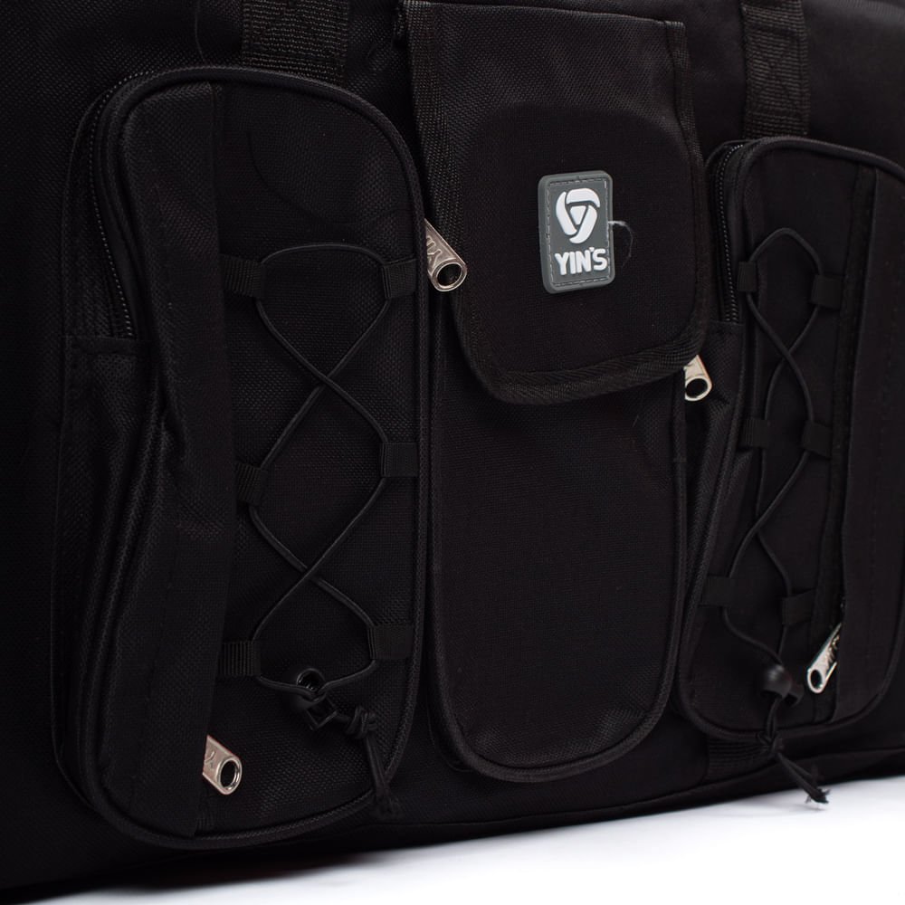 Sacola de Viagem Yins com Bolsos Frontais Preto Preto 3