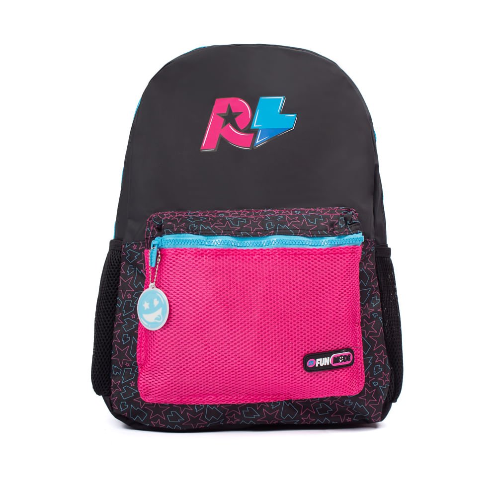 Mochila Juvenil Clio Style Rafa e Luiz Preto/rosa