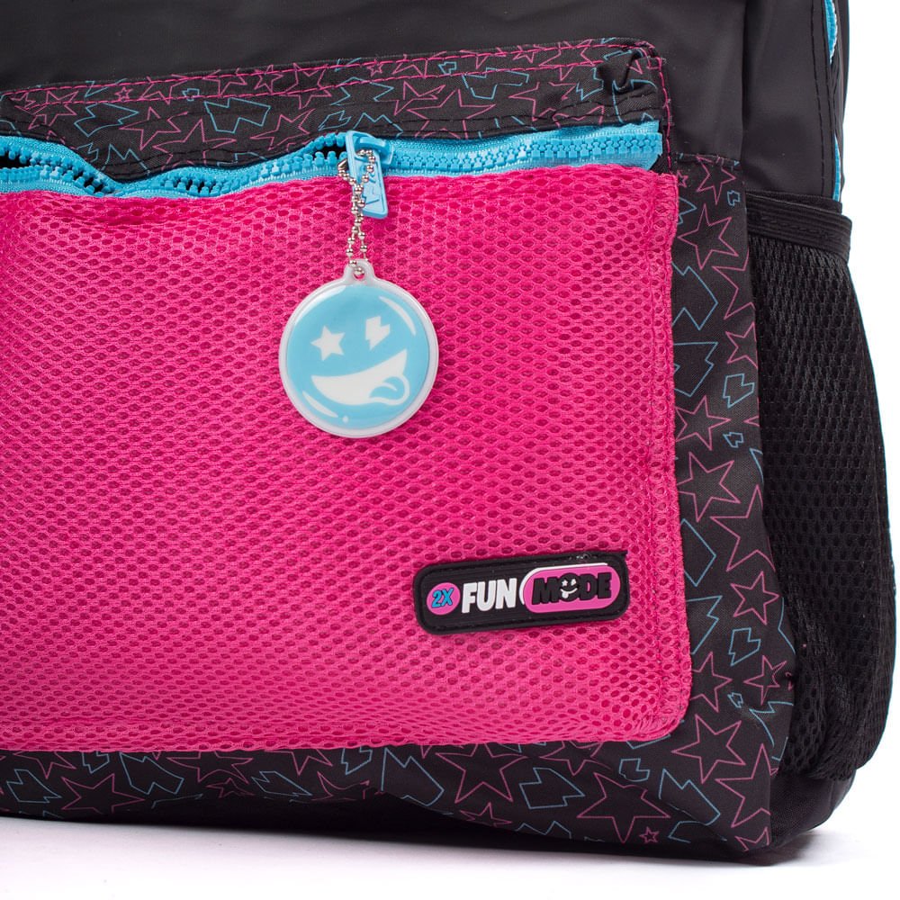 Mochila Juvenil Clio Style Rafa e Luiz Preto/rosa Preto 4